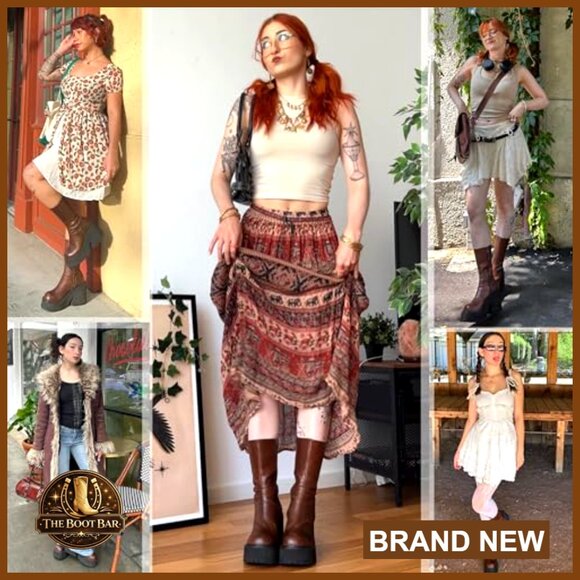 Wedge Heel Ankle Boots Platform Zipper Punk Motorcycle Booties Chunky Block - Picture 6 of 7